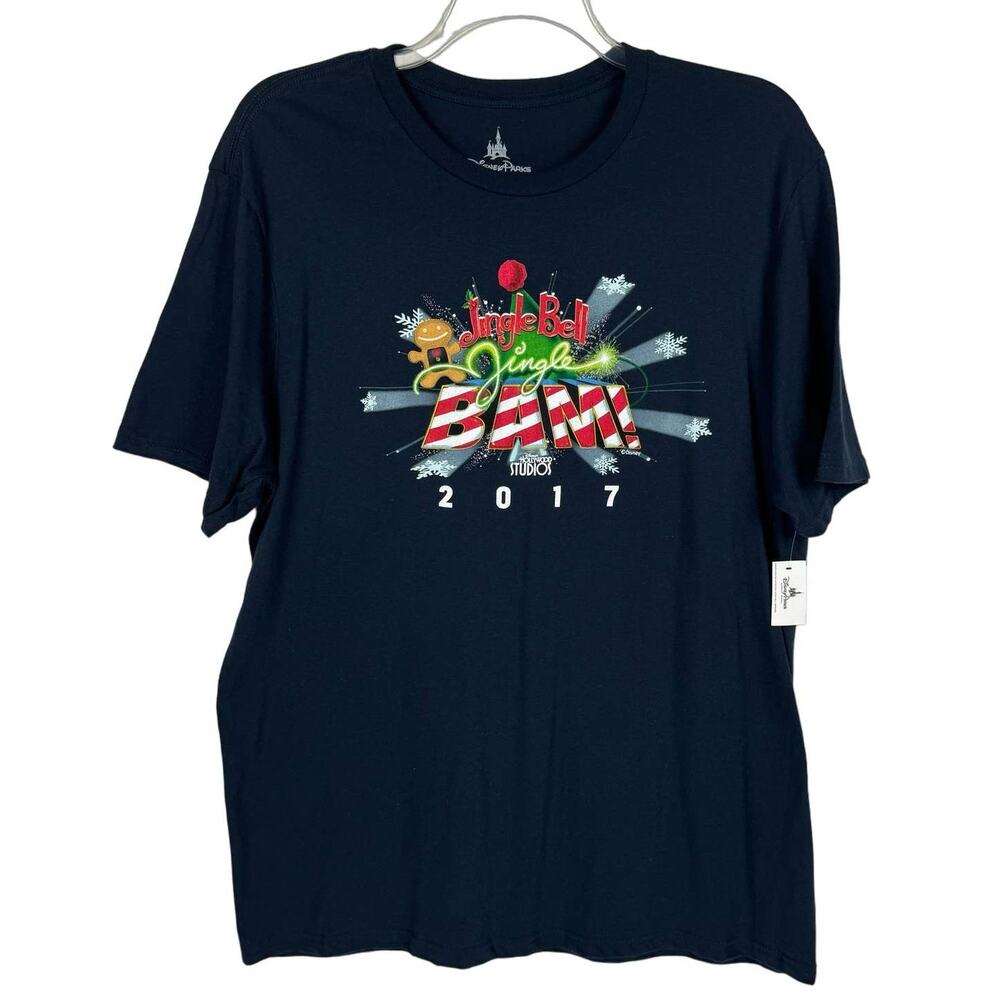 New DISNEY PARKS Blue Jingle Bell Jingle Bam Cotton T-Shirt Unisex XL‎ Christmas